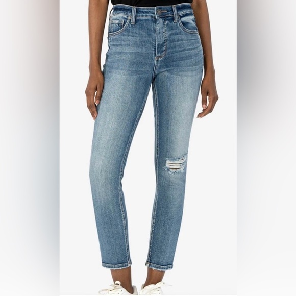 KUT from the Kloth Naomi High-Rise Fab Ab Girlfriend Straight Leg Jeans - Picture 2 of 12
